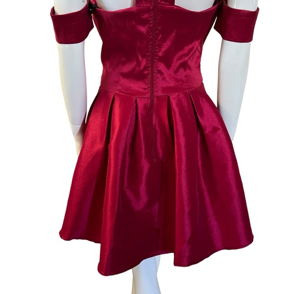 NWT Papaya Satin Bow-Tie Open Back/Shoulder Choker Red Mini Dress SZ L❤️ - Picture 10 of 15